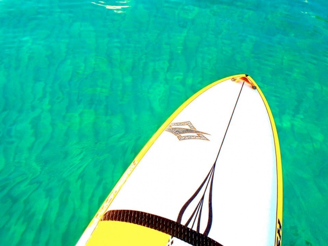 SUP Board in the crystal clear waters of Barbados