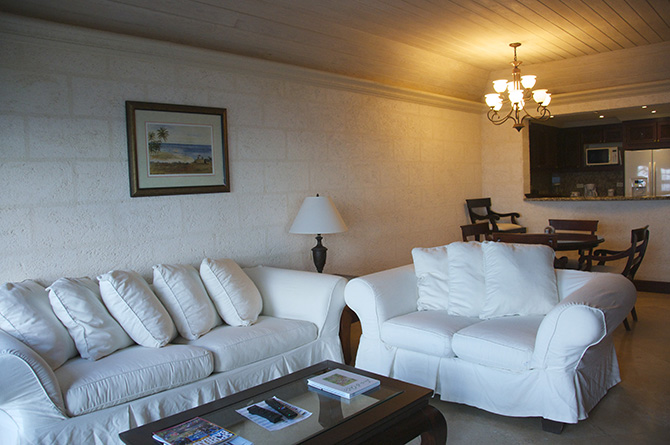 Living Room in the Ocean View Suite at The Crane Residential Resort