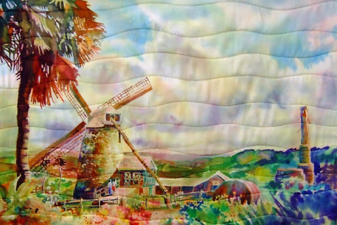 Morgan Lewis Windmill- dyed on silk by Deborah Younglao