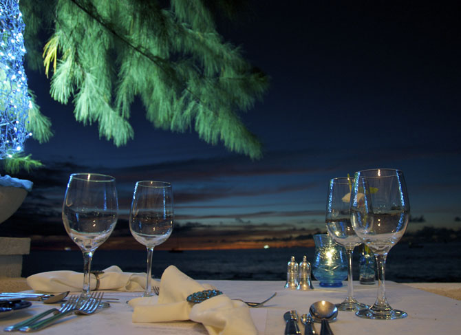 Our table setting at the Tides Restaurant Barbados 