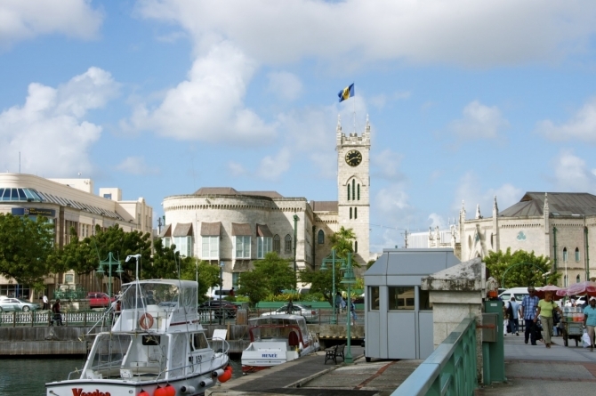 Parliament Building with the Barbadian Flag Flying High