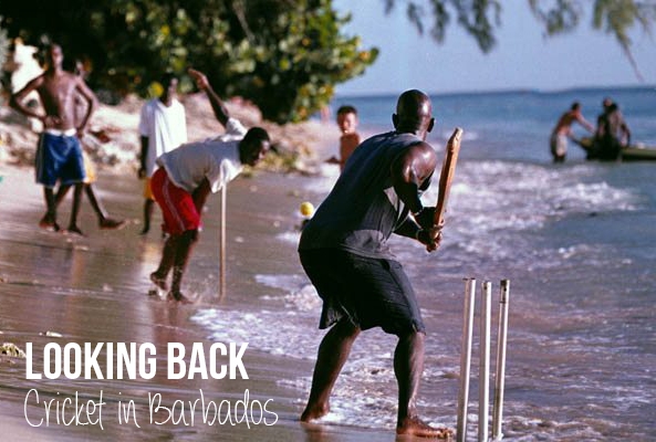 Beach cricket in old Barbados