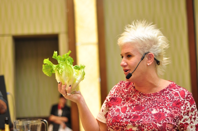 Cooking live with Anne Burrell at the Barbados Food Wine and Rum Festival 2014