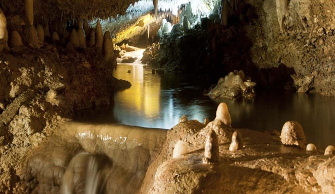 Stalactites and Stalagmites in Harrison's Cave Barbados
