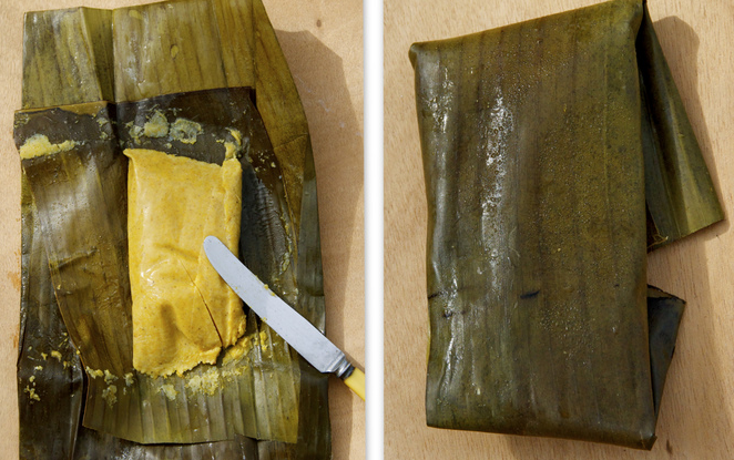 Barbadian Conkie wrapped in Banana Leaf