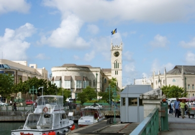 Parliament Building with the Barbadian Flag Flying High